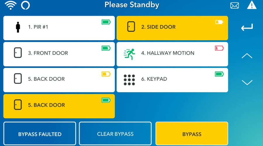 Utica security system command screen.